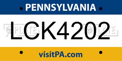 LCK4202 Pennsylvania License Plate