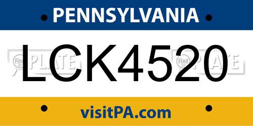LCK4520 Pennsylvania License Plate