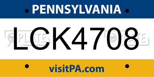 LCK4708 Pennsylvania License Plate
