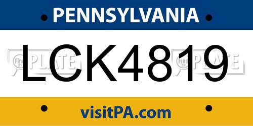 LCK4819 Pennsylvania License Plate