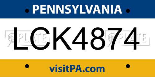 LCK4874 Pennsylvania License Plate