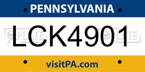LCK4901 Pennsylvania License Plate