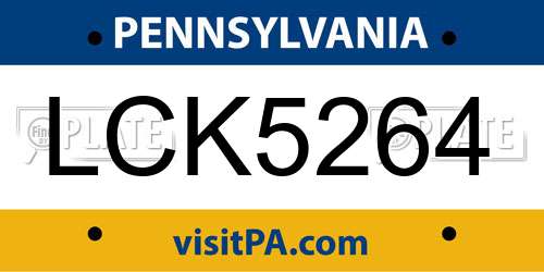 LCK5264 Pennsylvania License Plate