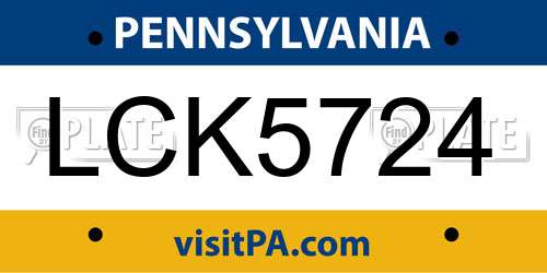 LCK5724 Pennsylvania License Plate