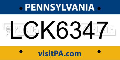 LCK6347 Pennsylvania License Plate