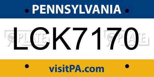 LCK7170 Pennsylvania License Plate