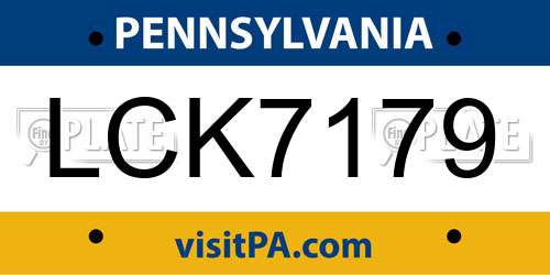LCK7179 Pennsylvania License Plate