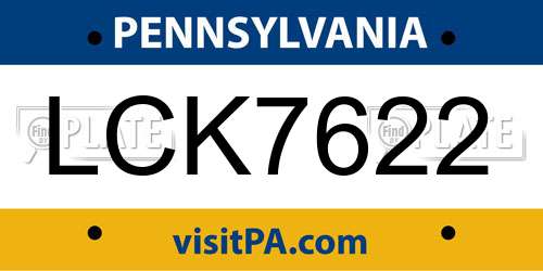 LCK7622 Pennsylvania License Plate