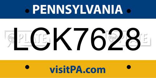 LCK7628 Pennsylvania License Plate