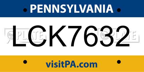 LCK7632 Pennsylvania License Plate