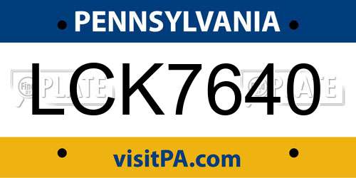 LCK7640 Pennsylvania License Plate