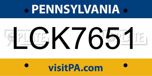 LCK7651 Pennsylvania License Plate