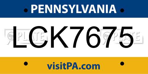 LCK7675 Pennsylvania License Plate