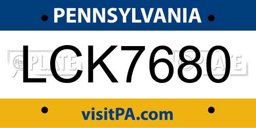 LCK7680 Pennsylvania License Plate