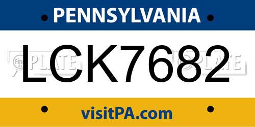 LCK7682 Pennsylvania License Plate