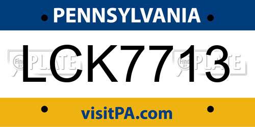 LCK7713 Pennsylvania License Plate