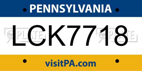 LCK7718 Pennsylvania License Plate