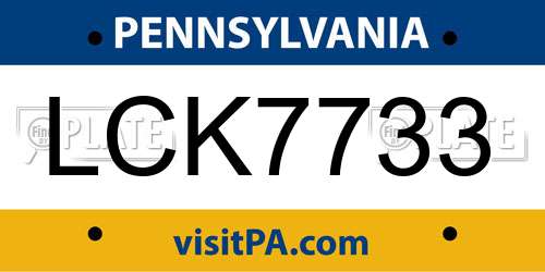 LCK7733 Pennsylvania License Plate