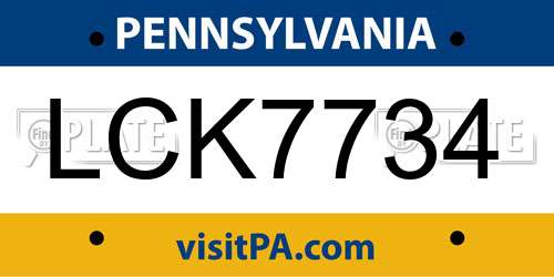 LCK7734 Pennsylvania License Plate