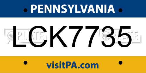 LCK7735 Pennsylvania License Plate