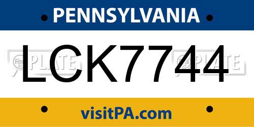LCK7744 Pennsylvania License Plate