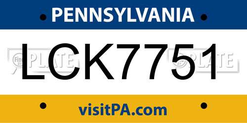 LCK7751 Pennsylvania License Plate