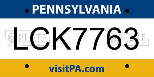LCK7763 Pennsylvania License Plate