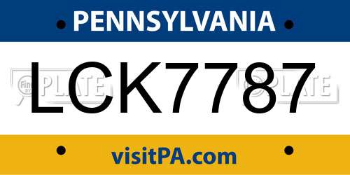 LCK7787 Pennsylvania License Plate