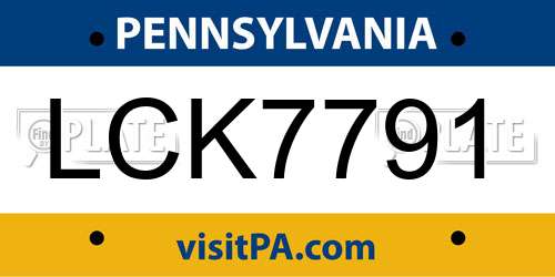 LCK7791 Pennsylvania License Plate