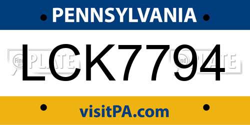 LCK7794 Pennsylvania License Plate