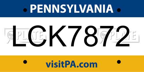 LCK7872 Pennsylvania License Plate
