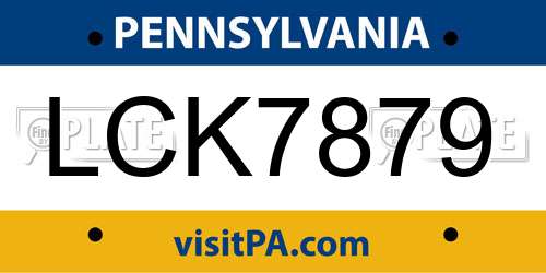 LCK7879 Pennsylvania License Plate