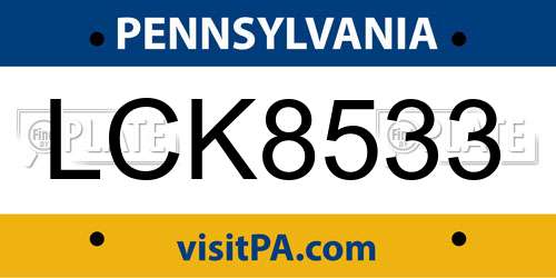LCK8533 Pennsylvania License Plate