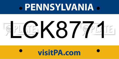 LCK8771 Pennsylvania License Plate