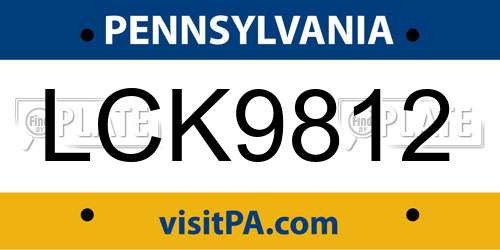 LCK9812 Pennsylvania License Plate