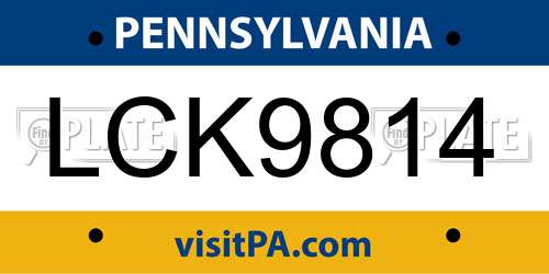 LCK9814 Pennsylvania License Plate
