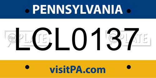 LCL0137 Pennsylvania License Plate