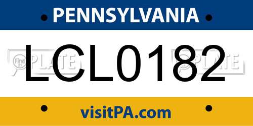 LCL0182 Pennsylvania License Plate