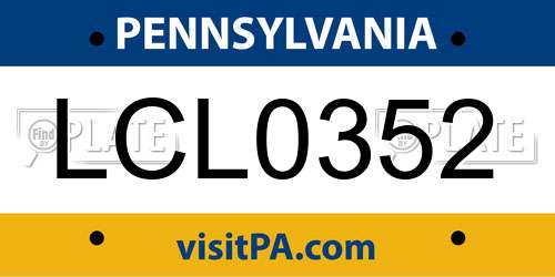 LCL0352 Pennsylvania License Plate