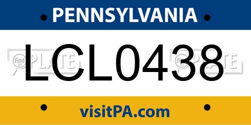 LCL0438 Pennsylvania License Plate