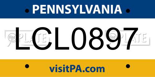 LCL0897 Pennsylvania License Plate