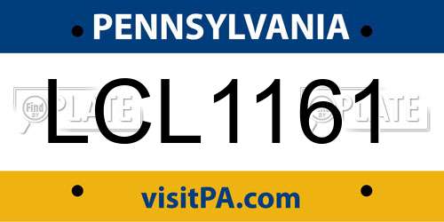 LCL1161 Pennsylvania License Plate