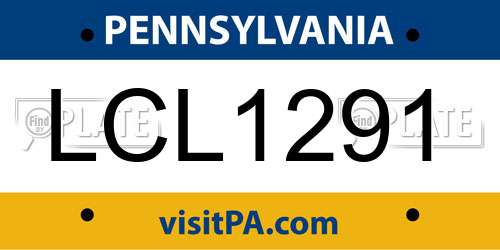 LCL1291 Pennsylvania License Plate
