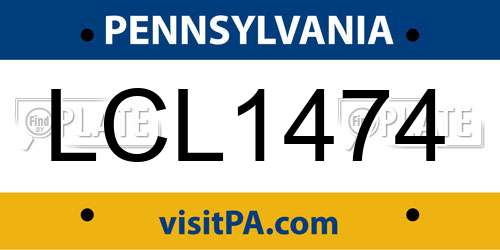 LCL1474 Pennsylvania License Plate