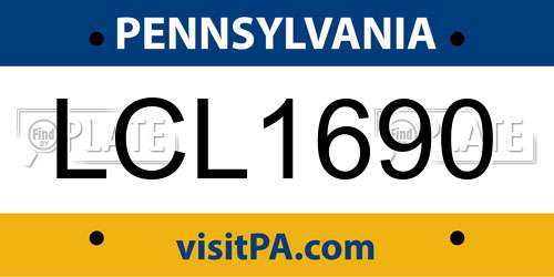 LCL1690 Pennsylvania License Plate