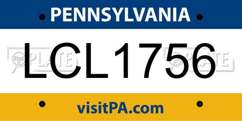 LCL1756 Pennsylvania License Plate