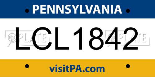 LCL1842 Pennsylvania License Plate