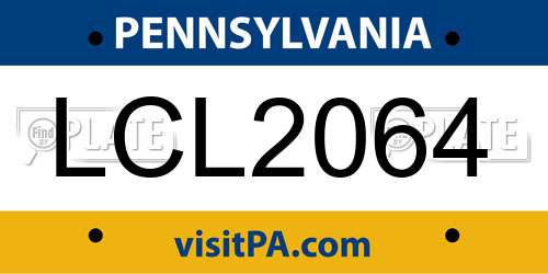 LCL2064 Pennsylvania License Plate