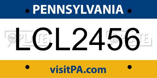 LCL2456 Pennsylvania License Plate