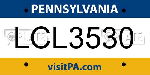 LCL3530 Pennsylvania License Plate